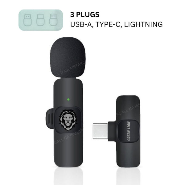 Green Lion Solo Wireless Microphone 3 Plugs 60mAh - Black