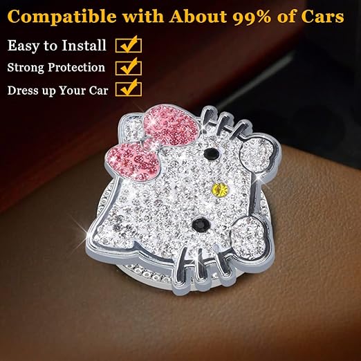 Cute Kitty Cat Bling Push Start Button Cover