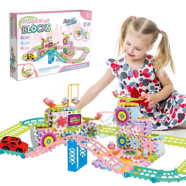 Electric Gear Building Block + Rail Car