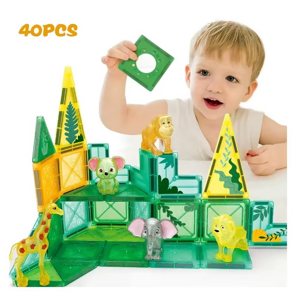 40PCs Animal Forest Magnetic Building Blocks