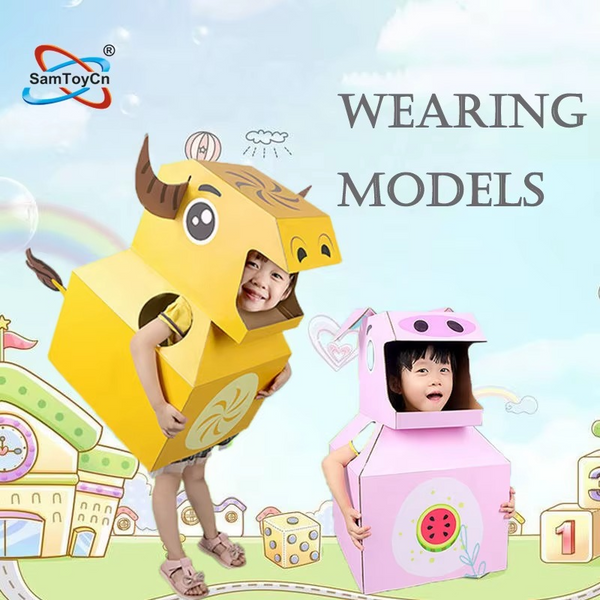 Animals 3D Paper Cardboard Shells Wearing Models Toy