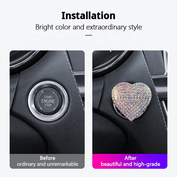 Car Heart Diamond Button Cover