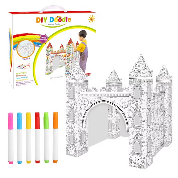DIY Erasable Graffiti Drawing 3D Paper Castle Doodle for Kids